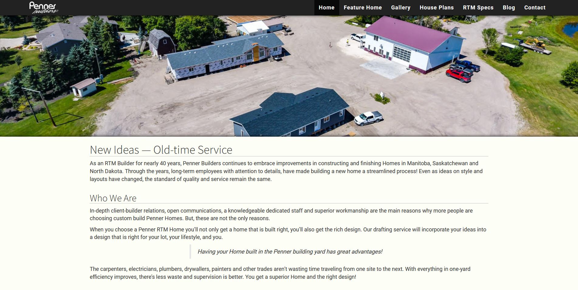 Penner Builders website